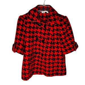 Joy Joy Orange Gray Black Geometric Print Cotton Blend Blazer Coat Size Medium